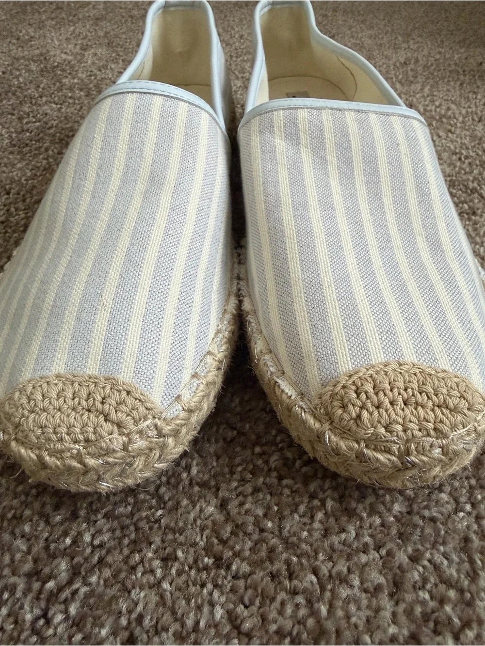 Bandolino Light Blue and Cream Striped Espadrille Slip-On